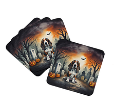 Basset Hound Halloween Foam Coasters Set Of 4 - £11.68 GBP+