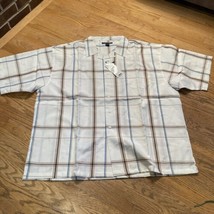 White Plaid Button Short Sleeve Shirt Sz 4XL NOS Regal Wear Mens NEW - $13.49