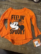 Disney Orange Minnie Mouse Feelin’ Spooky Long Sleeve Shirt Size 2T New - $7.80