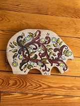 Vintage Blue Red &amp; Green Handpainted Rosemaling Thick Wood Pig Plaque – 7 and 3/ - £9.02 GBP