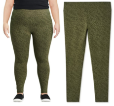 George Plus Women&#39;s Basic Printed Leggings Army Green 3X NWT - £11.03 GBP