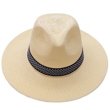 HOT Ivory Straw Jazz Fedora Hat Trilby Cuban Sun Cap - Panama Short Brim Summer - £13.33 GBP