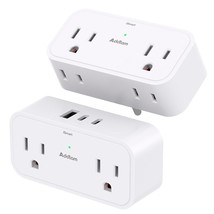 2 Pack Outlet Extender Multi Plug Outlet - 4 Ac Outlets 3 Usb Wall Charger (2 Us - £31.45 GBP
