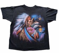 Vintage 90s Shirt Native American Indian Chief Nature Wolf Eagle USA XL - £30.86 GBP