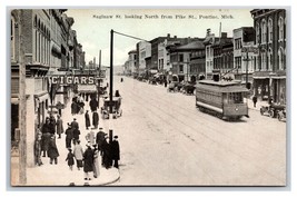 Saginaw Street View North From Pike Pontiac Michigan MI UNP DB Postcard  Q22 - $14.22