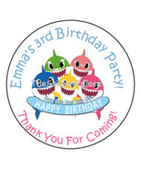 Baby Shark Inspired Birthday Party Favor Stickers, (12) Personalized, 2.... - €10,38 EUR