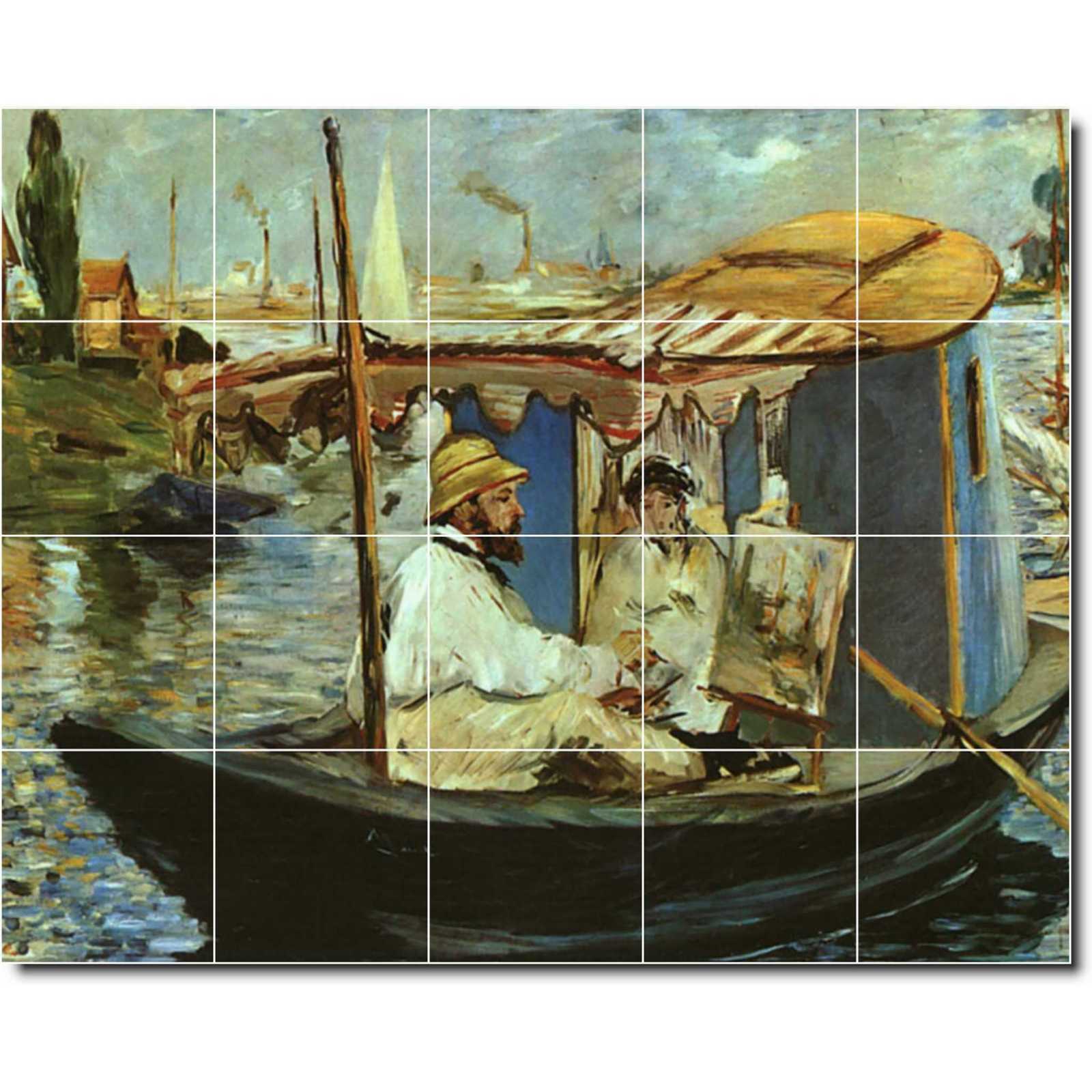 Manet edouard claude monet working on his boat in argenteuil