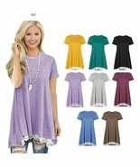 Size: XX-Large,Color: Cold Coffee - Sea Waves Tunic With Flowery Lace In... - €36,60 EUR