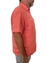 Daniel Cremieux Classics Mens Short Sleeve Button Shirt Coral Large Linen - £12.56 GBP
