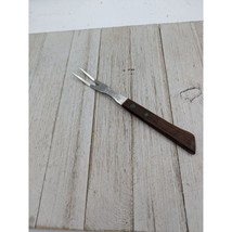 Vintage Meat Turning Fork 2 Prong 7 3/4&quot; Wood Handle - £7.82 GBP