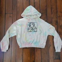 KEITH HARING &#39;Earth Day&#39; Cropped Hoodie Tie Dye Pink Yellow Sweatshirt Youth L - £10.07 GBP