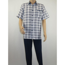 Men 2pc Walking Leisure Suit Short Sleeves By DREAMS Checker 282-00 Black White image 2