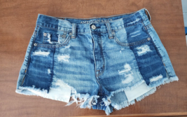 American Eagle Denim Rip  Jean Shorts Women’s Size 6 Distressed Hem Boot... - $18.99