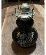 Vintage Kaadan ltd oil lamp Base Black/ green/blue Flowered 9” - $15.50 CAD