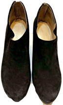 Nine West Booties Size 7.5  Womens Suede Ankle Shoe Black Back Zipper  - $22.50