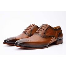 The Draco Handmade Tan Semi Brogue Oxford Men Shoe image 2
