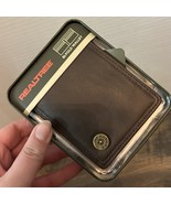 NEW RealTree Bi-fold Slim Wallet Brown Leather Bullet Accent Men’s In Ti... - $31.48 CAD