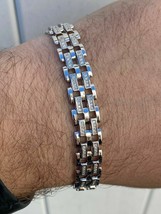 14k Bañado en Oro Blanco Diamante Sintético Corte Redondo Hombres Tenis ... - $350.09 CAD