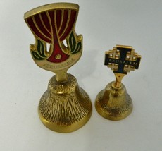 Bells Jerusalem Holy Land Gold Tone Metal Menorah Cross Lot of Two Colle... - $21.66