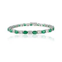 18K Gold Emerald &amp; Diamond Tennis Bracelet - £5,742.13 GBP