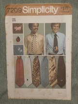 Simplicity Pattern 7209 Wide Neckties with Embroidery Transfer Uncut Vintage - $7.95