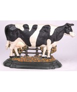 Cast Iron Milk Dairy COW Doorstop Holstein BLACK WHITE Large Heavy Farmh... - $42.06