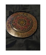 Decorative Beaded Plate Charger Wall Art Round Gold Red Accent Home Decor - $61.98 CAD