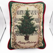 Vintage Needlepoint Christmas Tree Pillow Music Note Red Rectangle 12” x... - $24.99