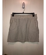 Lands End Canvas Seersucker Like Skirt Womens SZ 12 Blue &amp; White Striped - $222.20 MXN