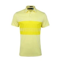 J. Lindeberg Theo Regular Fit TX Jacquard Golf Polo Shirt Yellow ( XL ) - £81.27 GBP