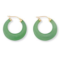 PalmBeach Jewelry Green Jade Gold-Plated Sterling Silver Hoop Earrings (18mm) - £71.20 GBP