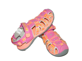 Circo Women&#39;s Pink Orange Size 4 M Slip On Adjustable Hook Loop Strap Sandals - £13.49 GBP