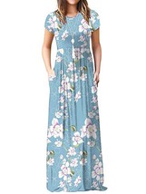 2022 Summer Maxi  Dress Women Long Party Dress Ladies Loose Pocket Short Sleeve  - £74.85 GBP