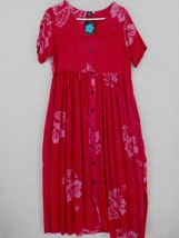 Hibiscus Collection Tina&#39;s Creation Dress Sz S Batik Print Short Sleeve Hawaii - £19.65 GBP