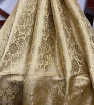 Indian Banarasi Brocade Fabric Beige &amp; Gold Fabric Wedding Dress Fabric ... - £5.88 GBP+