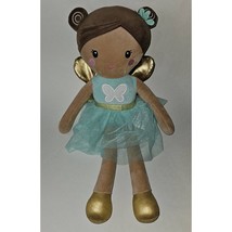 Your Zone Ballerina Fairy Plush Doll Blue Tutu Dress Gold Wings 21&quot; Tall - £11.59 GBP