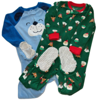 2 T Boys Toddler Fleece Sleepers Christmas Dog Baby Favorite Carters blu... - $6.92