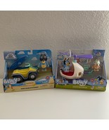 Both BLUEY Bingo&#39;s Helicopter &amp; Beach Quad With Bandit Set Toy New Figure - $35.00