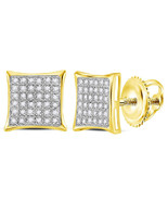 14k Yellow Gold Womens Round Diamond Square Cluster Earrings 1/4 Cttw - $352.69 CAD