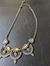 9&quot; silver tone chain rhinestone necklace with yellow glass stones - €20,44 EUR