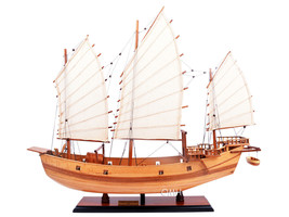Chinese Junk Ship Natural Finish Wood Model Ship Fully Assembled 22&quot; Long New - £332.35 GBP