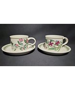 Portmeirion Botanic Garden Drum Flat Cup &amp; Saucer Heartsease Rhododendro... - $41.07 CAD