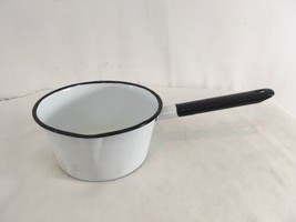 Vintage Poland 1 Quart White Enamelware Steel Sauce Stove Top Cooking Pan - £11.87 GBP