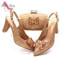Italian Design Italian Women Shoes and Bag to Match in Gold Color High Quality L - £79.59 GBP