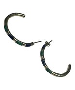 Vintage Sterling Silver ZEBRA HOOPS POST EARRINGS - $144.93