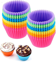 Reusable Silicone Cupcake Baking Cups 24 Pack, 2.75 Inch Cups, &amp; Non-Stick Muffi - £9.28 GBP