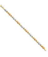 14K Tri Color Gold Diamond Cut Stampato Heart Bracelet - $774.10 CAD