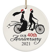 hdhshop24 Our 40 Years Couple Ride Bicycle Circle Ornament 40th Wedding Annivers - £15.83 GBP