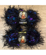 Lot of 2 Skeins LION BRAND Fancy Fur Yarn Stain Glass Black Color #254 L... - £14.27 GBP