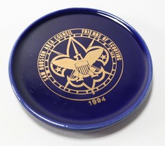Vintage 1994 Sam Houston Area Council Boy Scout BSA Cobalt Ceramic Coaster - $13.49